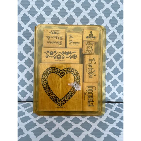 Stampin Up Vintage Wood Rubber Stamps Set of 8 Pre-Loved - Picture 3 of 3